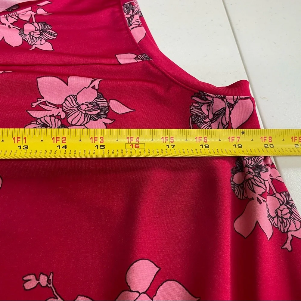 Lane Bryant womens 14/16 floral sleeveless blouse top shirt plus size pink boho